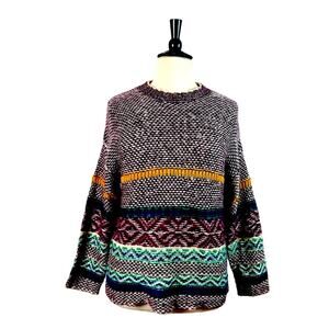 Easel Sweater Crew Neck Soft Fuzzy Knit Oversize Multi Color Women’s Size XL